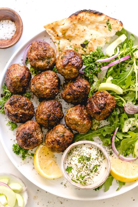 Ground Lamb Dinner Recipes, Ground Lamb And Beef Recipes, Grounded Lamb Recipes, Lamb And Pork Meatballs, Lamb Beef Meatballs, Greek Lamb Meatballs Recipe, How To Cook Ground Lamb, Ground Lamb Meatballs Recipes, Recipes For Ground Lamb