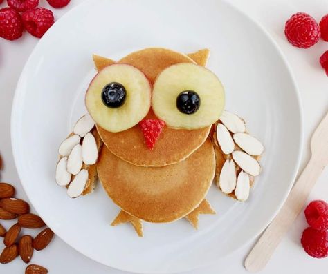 Sheep Pancakes, Fun Pancake Shapes, Pancake Animals For Kids, Kid Food Art, Owl Pancakes, Pretty Pancakes, Pancake Ideas, Fun Pancakes, Pancake Shapes