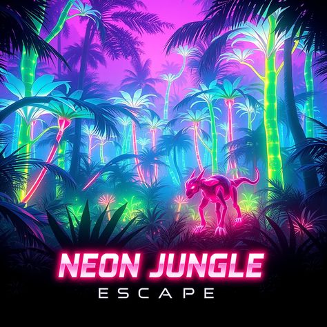 Neon Jungle Escape

#NeonAdventure #FuturisticNature #art #poster Neon Jungle Party, Jungle Poster, Neon Poster, Neon Jungle, Jungle Adventure, Adventure Art, Jungle Party, Brand Board, Art Poster