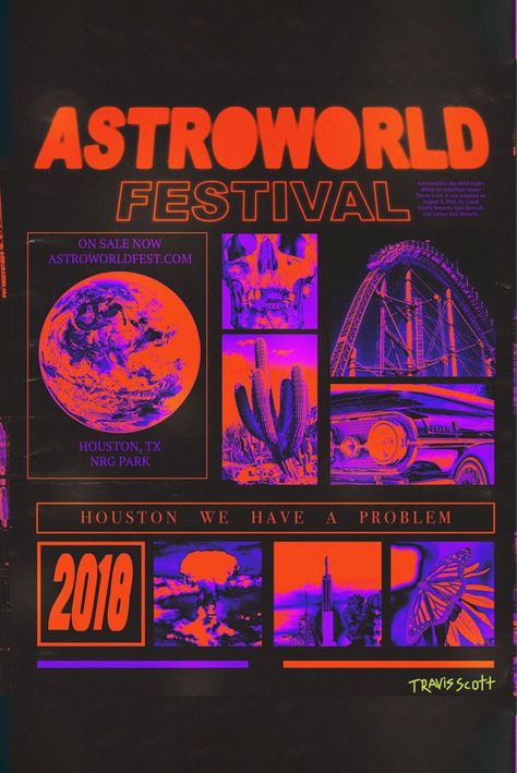 Astro World, Visuell Identitet, Travis Scott Astroworld, Desain Buklet, New Retro Wave, Graphic Poster Art, Kali Uchis, Graphic Tshirt Design, Festival Posters