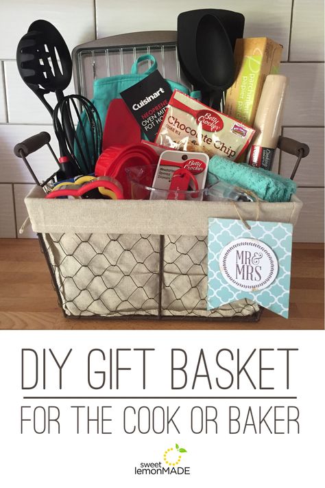 #giftbasket #DIY Diy Kitchen Gifts, Baskets For Gifts, Baking Gift Basket, Kitchen Gift Baskets, Baking Basket, Cookie Gift Baskets, Baking Theme, Off To College, Diy Gift Baskets