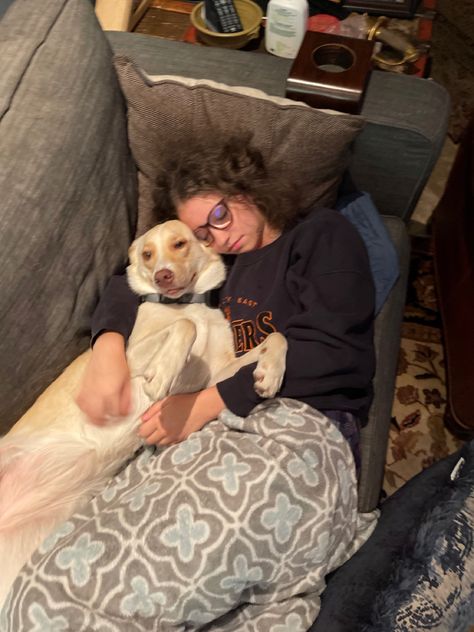 Cuddling With Dogs Aesthetic, Dog Lovers Aesthetic, Cuddle With Dogs, Sleeping With Dog Aesthetic, Couch Nap Aesthetic, Dog Comforting Human, Nap Time Aesthetic, Comfy Aesthetic Pictures, Soft Cuddling Aesthetic