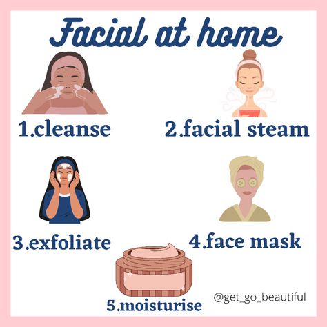 Do your own facial at home! Follow this easy steps to get tha GLOW😍 Step 1-FACE CLEANSE: Use raw milk + honey.massage gently for 1 minutes. Step 2- Facial steam:Warm water steam for 7 8 min. Step 3-Exfoliate:Use rice flour +honey🍯 Step 4-Face mask:Gram flour+turmeric+milk+sandalwood powder(The best & my fav face mask) & the last but not the least also the most imp.......... Step 5-Moisturise:Apply your favourite moisturiser Follow @get_go_beautiful for more such tips🦋 If you try this Diy Paper Face Mask Skin Care, When To Apply Face Mask, Sandalwood Powder Face Mask, How To Apply Face Mask, How To Steam Your Face, Steam For Face Skin Care, Steam Face At Home, How To Make Face Mask At Home, Face Steaming Routine