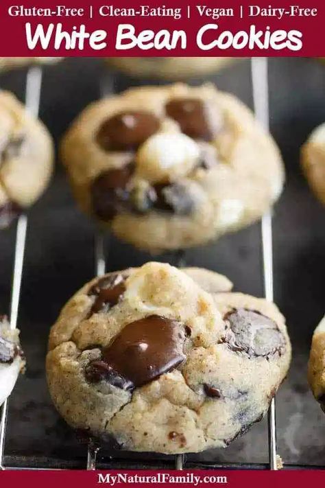 White Bean Cookies, Vegan Clean Eating, Flourless Chocolate Chip Cookies, Bean Cookies, Clean Eating Vegan, Blueberry Cookies, Vegan Clean, Flourless Chocolate, Beef Recipes Easy