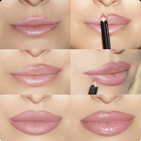 Make Your Lips Look Bigger, Make Lips Bigger, Lips Look Bigger, Bigger Lips Makeup, Bigger Lips, Basic Makeup Tutorial, Apply Lipstick, Lip Makeup Tutorial, Makijaż Smokey Eye