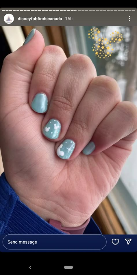 Disney 100 Anniversary Nails, Dip Powder Nails Design Disney, Purple Mickey Nails, Gray Disney Nails, Light Blue Disney Nails, Disney Nails Summer, Disney Beach Nails, Disney Dip Nail Designs, Short Disney Nail Designs