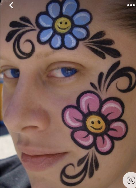 Hippie Face Paint, Flower Face Paint, Easter Face Paint, Easy Face Painting Designs, Face Painting Flowers, Christmas Face Painting, Cheek Art, Girl Face Painting, Face Painting Tutorials