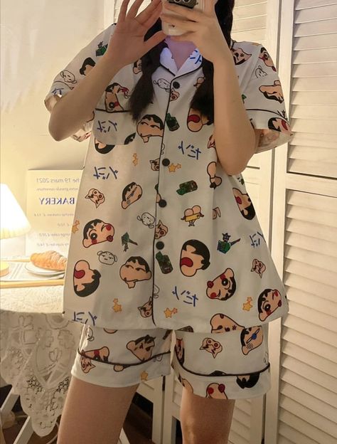 Cute Night Outfits Pajamas, Sleepwear Korean Style, Korean Night Suit, Korean Night Dress, Cute Night Outfits, Cute Nightwear, Casual Home Outfits, Nighties For Women, Nightwear Outfits