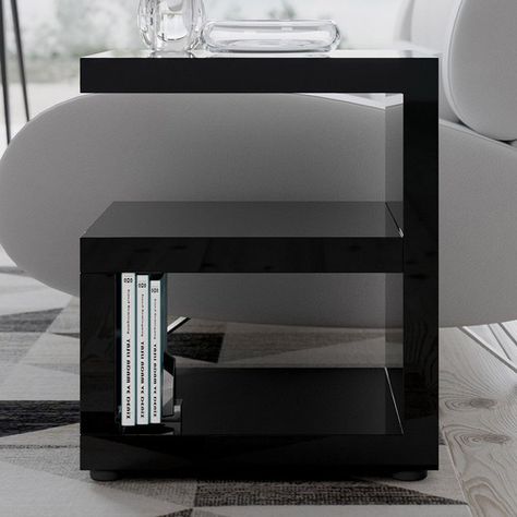 Black Bedside, Black Bedside Table, Side Tables Bedroom, Side Table Design, White Side Tables, Black Side Table, Leather Bed, Coffee Table White, Modern Side Table