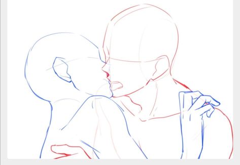 Peck Kiss Reference, Couple Anime Drawing Template, Couple Poses Drawing Reference Kiss Neck, Ship Poses Reference Kiss, Kissing Cheek Reference Drawing Pose, Cute Couple Drawing Base Kiss, Couple Poses Drawing Kiss Neck, Men Kiss Reference Drawing, Anime Base Kissing Neck