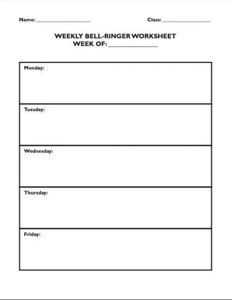 Weekly Bell Ringer Worksheet Graphic Organizer great for any age intro activity Bell Ringers, Teacher Worksheets, Graphic Organizer, Book Report, The Class, 5th Grades, Graphic Organizers, The Beginning, To Start