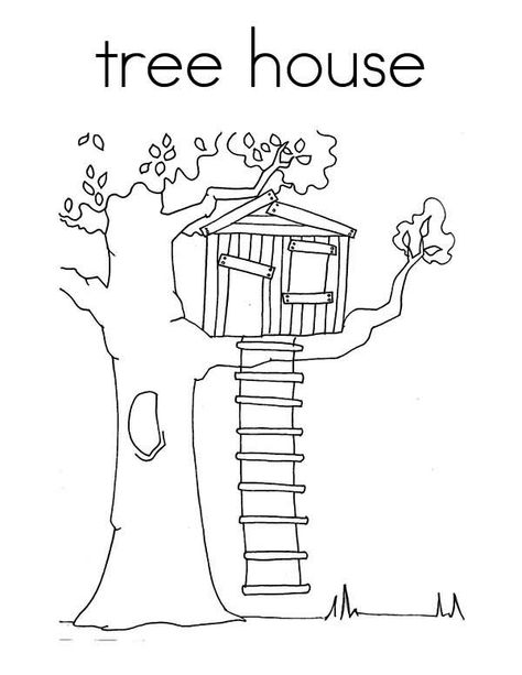 Treehouse Coloring Page for Kids | Color Luna Tree House Coloring Pages, Disney Road Trip, House Coloring Pages, Magic Tree House, Printable Flower Coloring Pages, Flag Coloring Pages, House Colouring Pages, Farm Quilt, Magic Treehouse