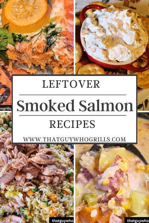 Leftover salmon?? Take the salmon into creamy smoked salmon chowder, smoked salmon dip, fried rice, and salad using shredded salmon. You can use smoked salmon, grilled salmon, or air fried salmon to make these recipes. Pin this to your seafood recipes Pinterest board for later. via @guywhogrills Smoked Salmon Dinner Recipes, Uses For Smoked Salmon, Smoked Salmon Uses, Recipes For Cooked Salmon Leftovers, What To Make With Smoked Salmon, Recipes Using Leftover Salmon, Ways To Use Smoked Salmon, Smoked Salmon Meal Ideas, What To Do With Smoked Salmon