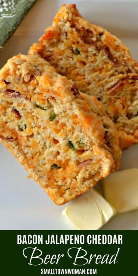 Beer Bread . I think I’m gonna make this into biscuits with supper instead of bread. Cheddar Beer Bread, Cheddar Bread, Beer Bread Easy, Rhubarb Bread, Woman Beer, Small Town Woman, Beer Bread Recipe, Beer Bacon, Stuffed Jalapenos With Bacon