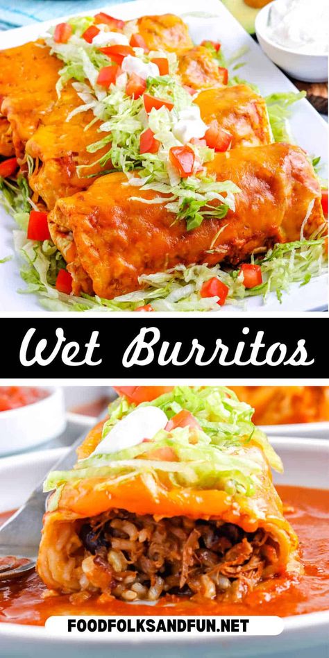 Burritos Enchilada Style, Shredded Pork Burrito Recipes, Chicken Enchilada Burrito, Verde Wet Burrito, Enchilada Style Burritos, Burrito Deluxe Recipe, Beef Burittos Recipes Easy, Keto Wet Burrito Recipe, Wet Chicken Burritos