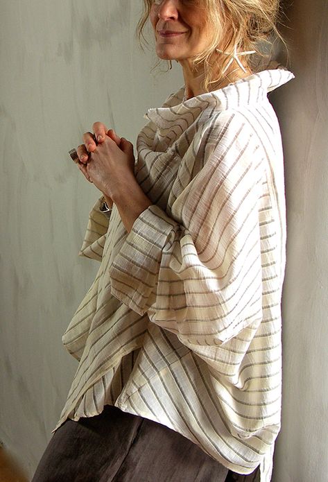 striped linen Terry Macey Clothing, Terry Macey, Somerset Studio, Timeless Clothing, Unusual Clothes, Layered Fashion, Handmade Clothing, Kinds Of Clothes, Lovely Clothes