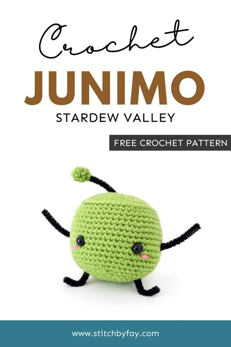 Make your own little forest spirit with this free Stardew Valley Junimo crochet pattern. Quick and easy project. Great introduction to amigurumi. Junimo Stardew Valley Crochet Pattern, Crochet Junimo Pattern, Junimo Stardew Valley Crochet, Junimo Plush Pattern, Jumino Stardew Valley Crochet, Junimo Crochet Pattern, How To Do Amigurumi Crochet, Stardew Crochet Pattern Free, Crochet Junimo