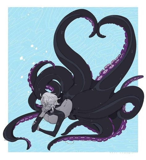 Octopus Oc Male, Tentacle Oc, Azul Ashengrotto Octopus, Aquatic Oc, Squid Oc, Siren Character, Octopus Oc, Mermaid In Love, Octopus Mermaid