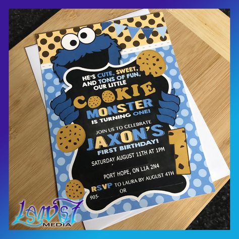 What little cookie monster wouldn't love these invites?The Card is 5"x7", single sided design and envelopes are included.**Digital Version Available** Cookie Monster First Birthday, Cookie Monster 3rd Birthday Party, Cookie Monster Invitations, Cookie Monster Invitations Template, Cookie Monster Birthday Invitations, Cookie Monster 2nd Birthday Boy, Cookie Monster Second Birthday, Cookie Monster 1st Birthday, Cookie Monster Baby Shower Invitations