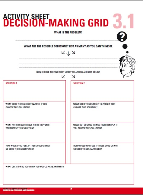 Decision Making Lessons Middle School, Decision Making Lessons For Elementary, Make A Decision Worksheet, Decision Making Worksheet, Notion Template For Work, Decision Making Activities, Moral Development, Worksheets For Adults, Team Template