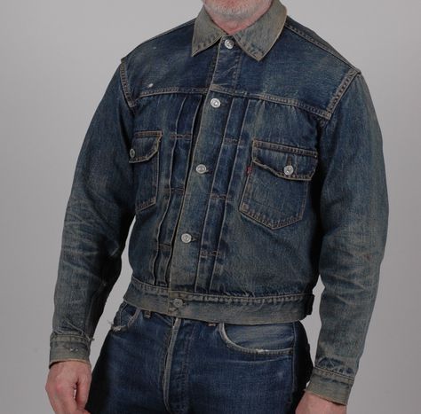 1953-1962 Levis 507XX type 2 denim jacket Levis Type 2 Jacket, Type 2 Denim Jacket Outfit Men, Type 2 Denim Jacket, Utility Clothing, Worker Jacket, Denim Jacket Outfit, Western Apparel, Denim Inspiration, Vintage Workwear