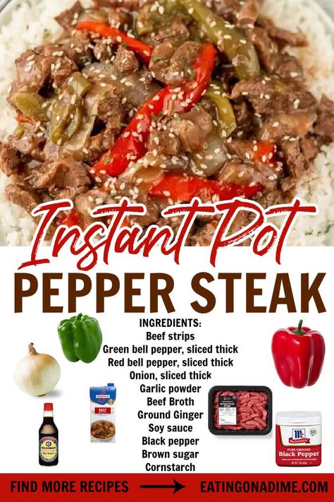 Instant Pot Pepper Steak, Pepper Steak Recipe Easy, Peper Steak, Top Sirloin Steak Recipe, Sirloin Steak Recipes, Pepper Steak Recipe, Easy Steak Recipes, 30 Minute Dinners, Pepper Steak