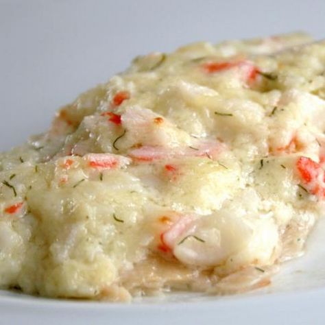 Creamy Crab Topped Tilapia Recipe added some tiny shrimp too, seasoned tilapia with lemon pepper, garlic and onion powder Rice And Veggies, Tilapia Recipe, Creamy Crab, Tilapia Recipes, Crab Recipes, Fish Dinner, Seafood Dinner, Fish Dishes, Parmesan Cheese