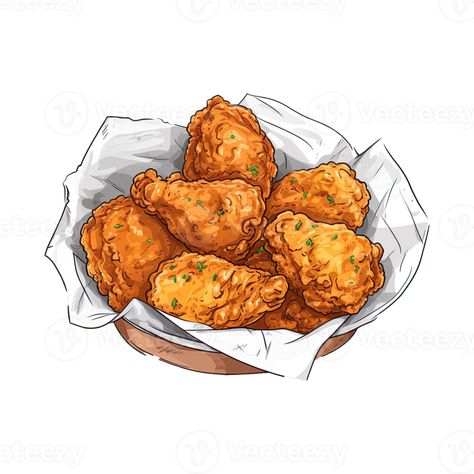 Yummy Fried Chicken. Cartoon Illustrations and Clipart of Tasty Fast Food Meal. Generative AI Fried Chicken Cartoon, Fries Illustration, Chicken Cartoon, Boneless Chicken Wings, Fire Chicken, Chicken Drawing, Chicken Illustration, Cartoon Chicken, Korean Fried Chicken