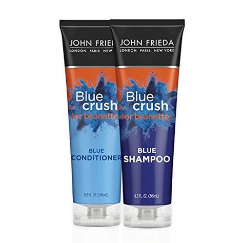 The Best Blue Shampoos to Combat Brassiness, According to an Expert Toner For Orange Hair, Best Blue Shampoo, Cool Brunette, Hair Colors For Blue Eyes, Blue Shampoo, Healthy Hair Colors, Natural Brown Hair, Brassy Hair, Shampoo And Conditioner Set