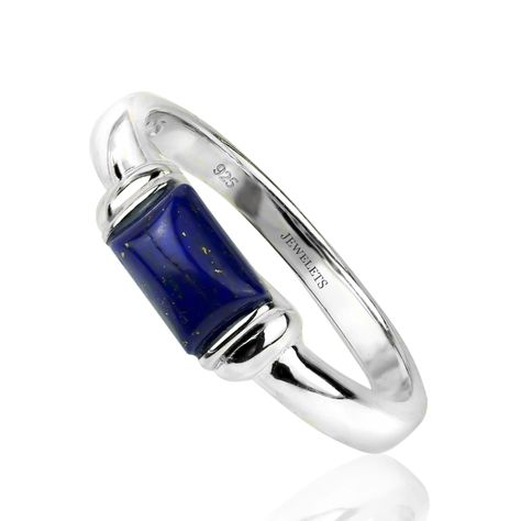 PRICES MAY VARY. [Design and Craftsmanship] The ring features a rectangular Lapis Lazuli gemstone, cut to a 5x7 mm size, ensuring a perfect fit and maximum visual appeal. The deep, rich blue of the Lapis Lazuli is complemented by natural specks of pyrite, giving it a celestial appearance. This stone is securely set in a high-quality silver band, which enhances its beauty and ensures durability and longevity. [Historical Significance] Lapis Lazuli has been revered since ancient times for its vibr Stackable Rings Silver, Gold Rings Stackable, Lapis Lazuli Ring, Gold And Silver Rings, Amber Ring, Black Onyx Ring, Ring Stone, Ring Black, Blue Jewelry