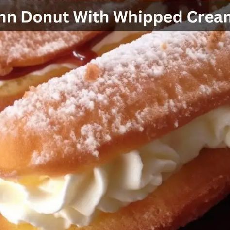 Long John Donut With Whipped Cream Recipe - Easy Kitchen Guide Flavored Donut Glaze Recipe, Long John Recipe, Whipped Cream Filled Donut, How To Make Cream Filled Long Johns, Vanilla Cream Donut Filling Recipe, Maple Long Johns Recipe, Long Donuts Recipe, Cream Filled Donut Recipe Easy, Vanilla Cream Filled Donut Recipe