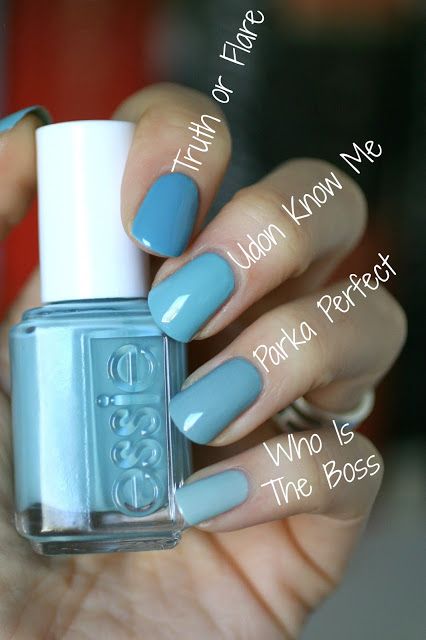 Essie Fall 2016 Collection - Udon Know Me Comparison | Essie Envy Essie Swatches, Essie Colors, Ideas For Nails, Nail Fungus Remedy, Nails Colors, Blue Nail, Polish Colors, Essie Nail Polish, Nail Fungus