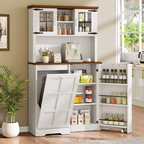 PRICES MAY VARY. 100% Engineered Wood Wide Application Pantry: In addition to its kitchen storage capabilities, this cabinet with an extra-large drawer and trash can holder can be used in various spaces such as the bathroom, laundry room, living room. Masive Kitchen Pantry: Yitahome tall kitchen storage cabinet a spot for a 13-gallon trash bin (trash can not included). This hidden compartment ensures waste is discreetly stored and maintains a clean space. Chic Design Cabinet: Yitahome kitchen pa Can Cabinet, Trash Cabinet, Trash Storage, Trash Can Cabinet, Kitchen Storage Cabinet, Cabinet With Doors, Kitchen Pantry Cabinets, Kitchen Trash Cans, Trash Bin