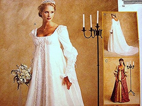 McCalls Ever After Dress Pattern Renaissance Wedding Gown Costume Pattern Misses Size 10 12 14 UNCUT Midevil Wedding Dress, Wedding Gown Patterns, Medieval Wedding Dress, Wedding Dress Costume, Gown Sewing Pattern, Medieval Wedding, Detachable Train, Wedding Dress Patterns, Costume Sewing Patterns