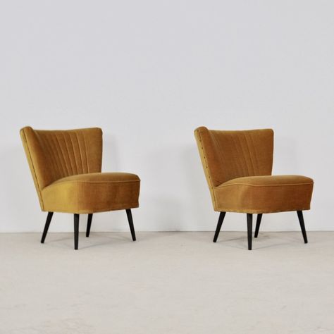 For sale: Pair of Mid-Century Cocktail Chairs, 1960s | #vntg #vintage Hallway Chairs, Tulip Chair, Cocktail Chair, Mid Century Armchair, Ray Eames, Wood Chair, Vintage Design, Accent Chairs, Mid-century Modern