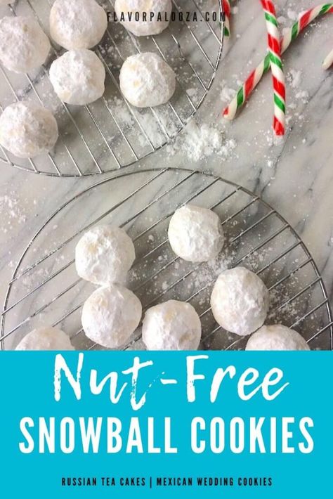 Snowball Cookies Gluten Free, Allergy Friendly Christmas Cookies, Nut Free Cookies Recipes, Nut Free Candy, Nut Free Granola Bars, Russian Tea Cookies, Cookie Basket, 2024 Holidays, Nut Free Cookies