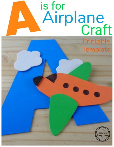 Need a cute Letter A Craft? We've got one for you! A is for Airplane, and it is adorable. Free printable template included. Preschool Crafts For The Letter A, Preschool Name Crafts, Letter A Craft, A Is For Airplane, Banana Crafts, Airplane Craft, Preschool Letter Crafts, Alphabet Crafts Preschool, Abc Crafts