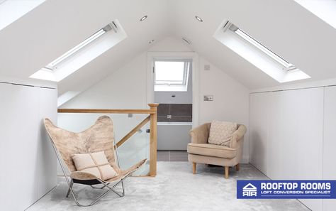 Velux Loft Conversion, Bungalow Loft Conversion, Loft Conversion Ideas, Loft Conversion Bedroom, Two Couches, 3 Bedroom Bungalow, Geodesic Dome Homes, Attic Window, Loft Conversions