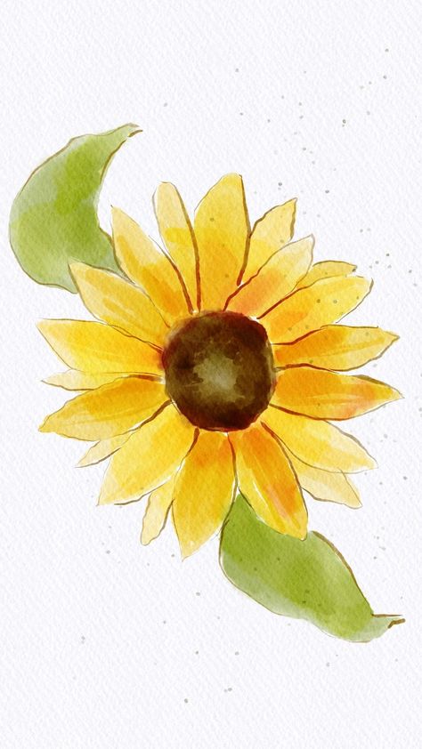 Painting ideas Easy Watercolor Sunflower, Something Yellow Drawing, Watercolor Sunflowers How To Paint, Watercolor Art Sunflower, Watercolor Paintings Easy For Beginners, Painting Ideas Watercolor Easy, Sunflower Drawing Watercolor, Sunflower Procreate, How To Draw A Sunflower