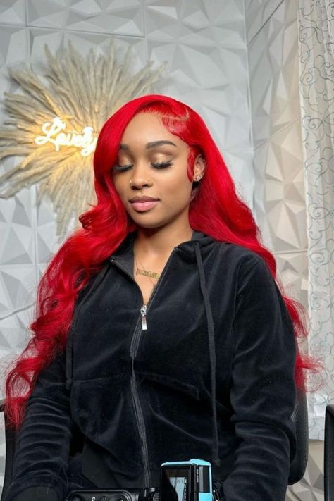 Red Weave Soft Waves Red Weave Hairstyles, Red Hair Looks, Red Weave, Hair Tea, Red Wig, Frontal Wig Hairstyles, Bright Red Hair, Quick Weave Hairstyles, Beautiful Hair Color