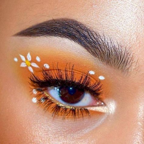 Hippie Makeup, Make Up Kits, Fantasy Make-up, Make Up Designs, Orange Eyeshadow, Video Makeup, Flower Makeup, Makeup Challenges, Make Up Videos