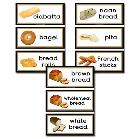 Bread Themed Flashcards Creative Curriculum Preschool, Preschool Cooking, Cooking In The Classroom, Theme Preschool, Preschool Units, Fall Preschool Activities, Studying Food, Preschool Lesson Plan, Montessori Practical Life