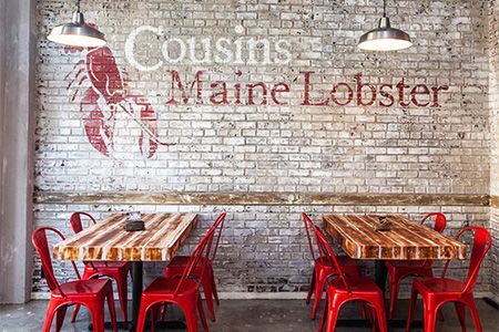 From lobster-shack chic to hunting-lodge haute cuisine, these new restaurants bring influences from all over to Los Angeles Pictured: Cousins Maine Lobster, which creates a Maine lobster shack feel on Santa Monica Boulevard Greece Restaurant, Bistro Ideas, Restaurant Tiles, Crab Restaurant, Lobster Restaurant, Restaurants In Los Angeles, Menu Design Inspiration, Lobster Shack, Lobster Design