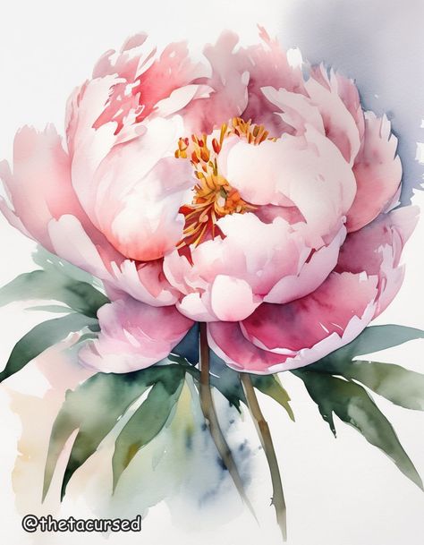 Peonies Art, Pink Peonies Art, Peonies Watercolor, Peony Drawing, Peony Watercolor, Watercolor Pencil Art, Abstract Art Projects, Peony Art, Watercolor Flowers Tutorial