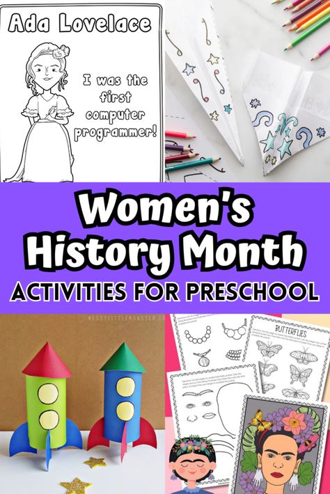 Month Activities For Preschool, Womens History Month Activities, Women History Month Activities, Story Time Crafts, History Books For Kids, Womens History, Library Crafts, Printable Games For Kids, Kids Craft Ideas