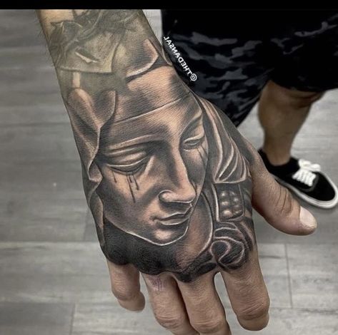 Angel Hand Tattoo, Brown Tattoo Ink, Fist Tattoo, Unique Hand Tattoos, Herren Hand Tattoos, Blood Tattoo, Full Hand Tattoo, Face Tattoos For Women, Skull Hand Tattoo