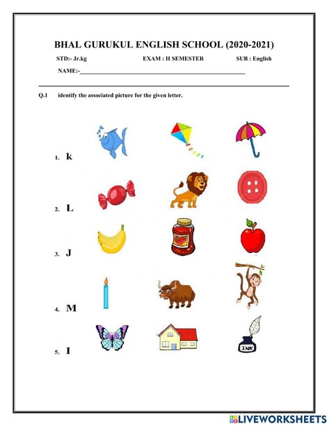 Junior Kg Worksheets English, Worksheet For Junior Kg, Junior Kg Worksheets, Jr Kg English Worksheet, Kg English Worksheet, Kg Worksheets, Nursery Worksheets, Adjective Worksheet, All About Me Preschool