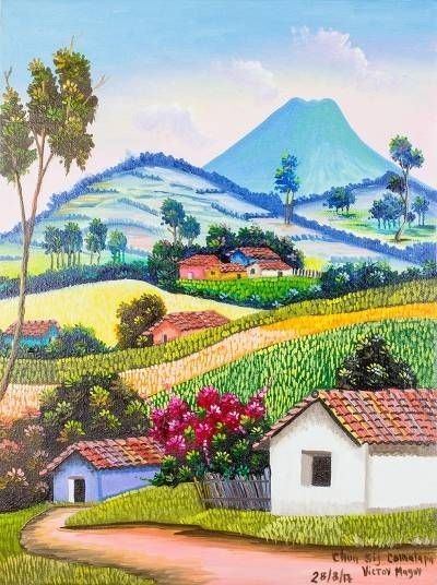 Guatemalan Art, Mayan Culture, Lake Atitlan, Detailed Paintings, Impressionist Landscape, Tikal, Mosaic Table, Challenge Yourself, Nature Art Painting