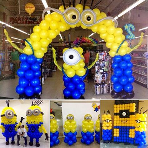 "Despicable Me" Minion balloon decor options Minion Balloons Decorations, Tabling Ideas, Minions Birthday Party Decorations, Minion Party Decorations, Minion Balloons, Minions Birthday Theme, Minion Decorations, Minion Baby, Minions Birthday