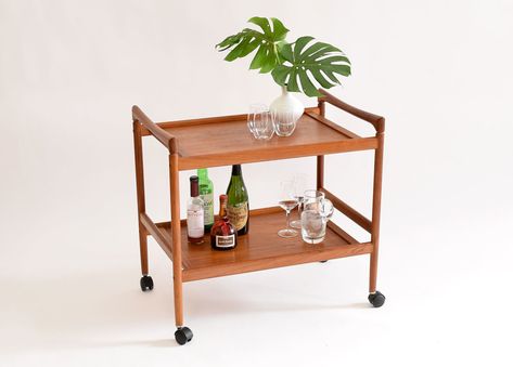 ON HOLD - Danish Teak Bar Cart / Tea Trolley by Dyrlund - SOLD — Vintage Modern Maine Teak Bar Cart, Rolling Bar Cart, Tea Trolley, Cocktail Cabinet, 1950s Design, Danish Style, Rolling Bar, Dry Bar, Shop Bar